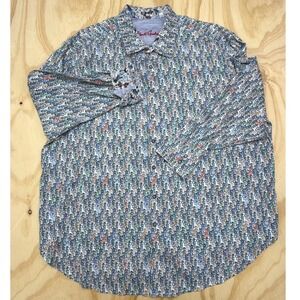 Robert Graham Multicolor Abstract Stick Figure Print Button Down Flip Cuff 3xl